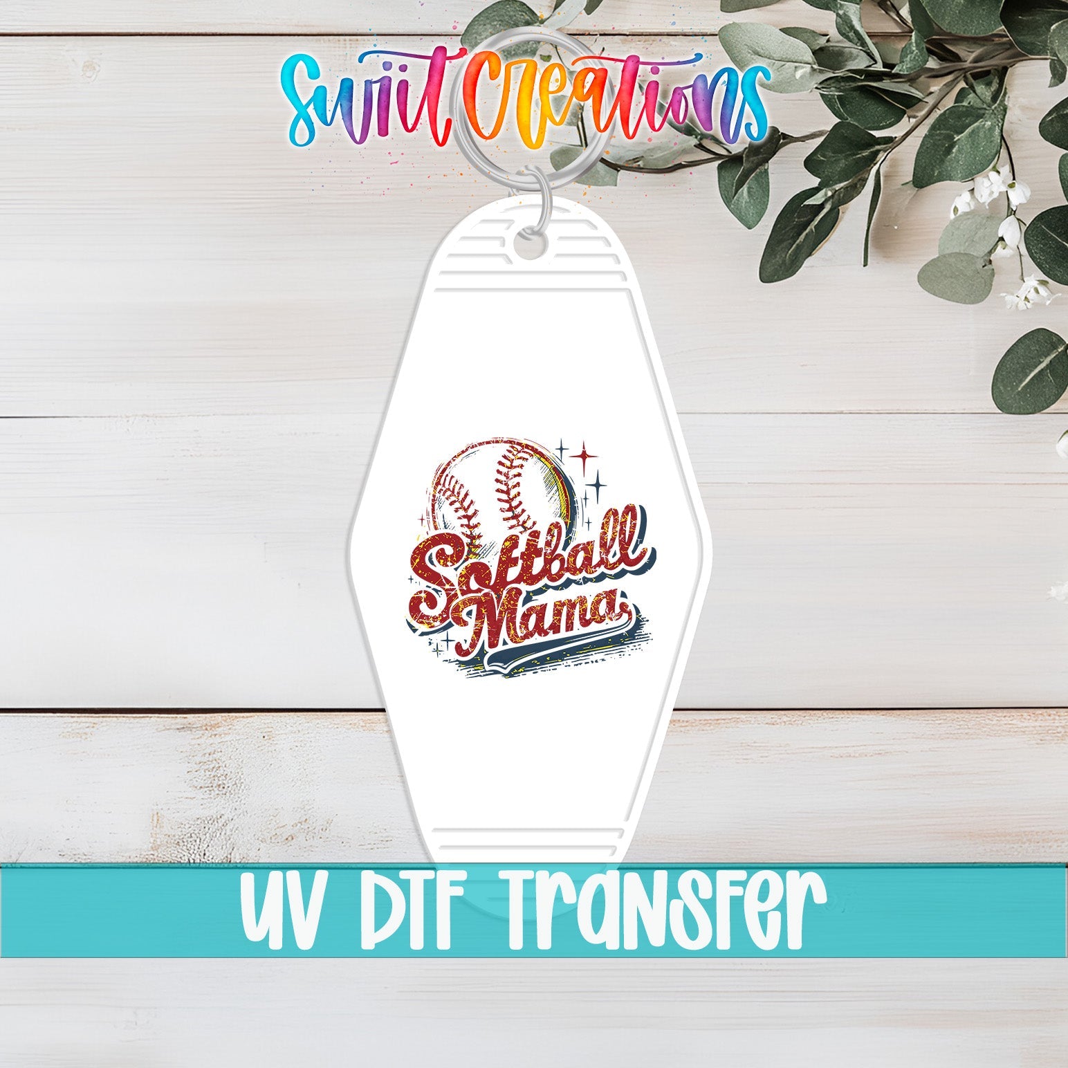 Softball Mama Retro Distress Motel Keychain UV DTF Transfer | Sports Decal | MK1989 - Swiit Creations
