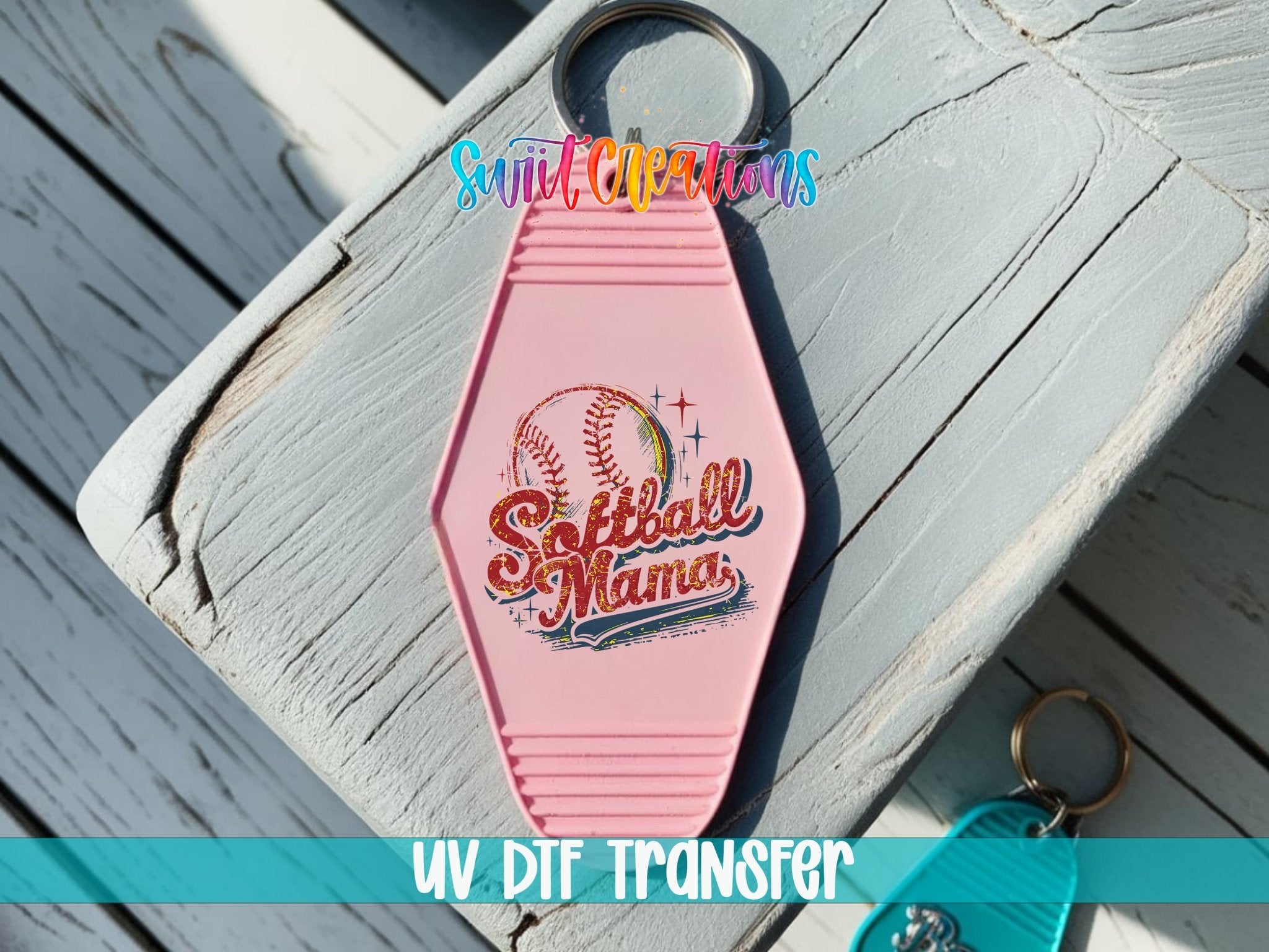 Softball Mama Retro Distress Motel Keychain UV DTF Transfer | Sports Decal | MK1989 - Swiit Creations