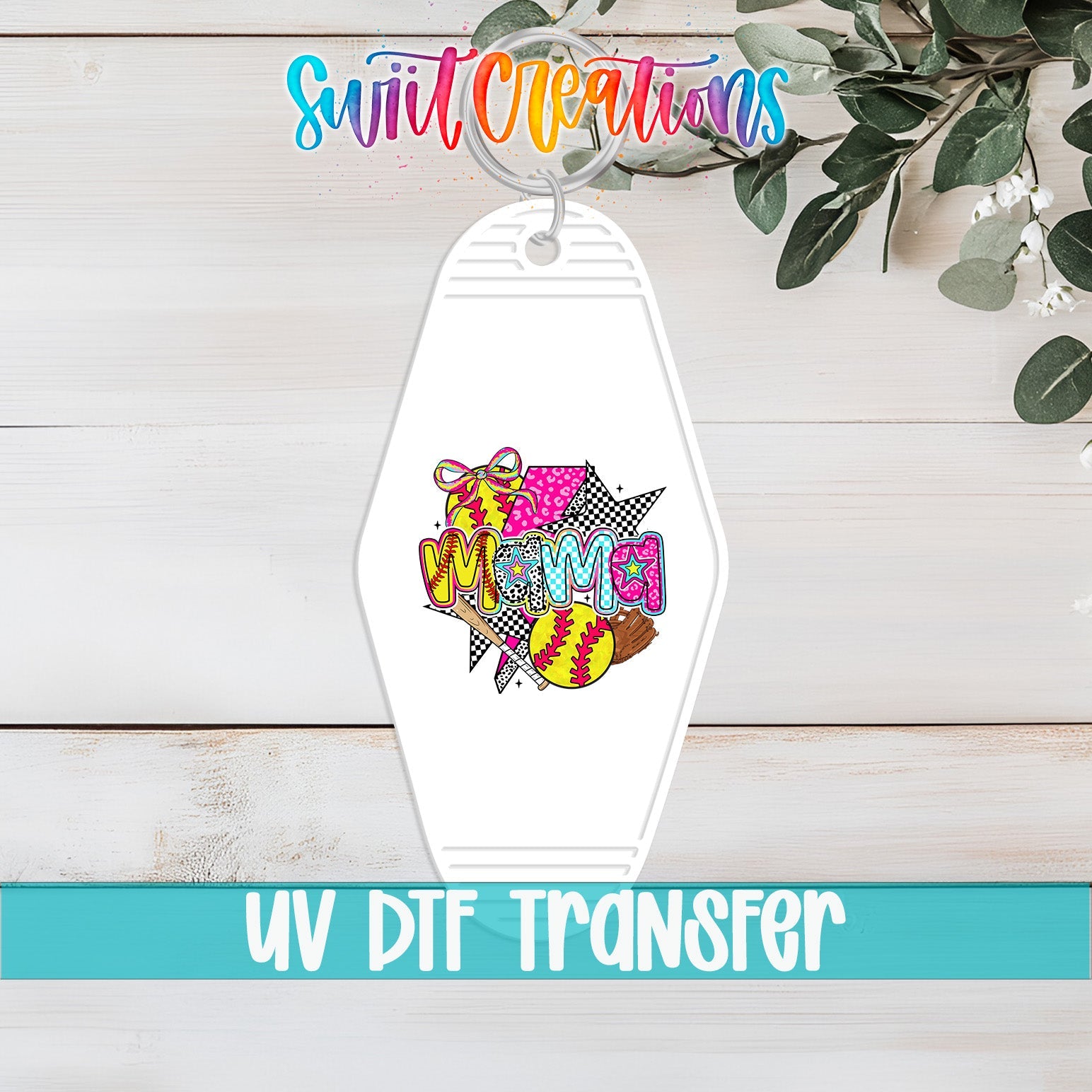 Softball Mama Sports Game Day Motel Keychain UV DTF Transfer | MK1452 - Swiit Creations