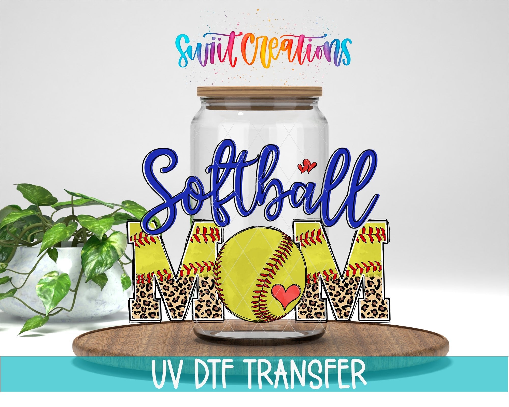 Softball Mom UV DTF Transfer Tumbler Wrap | Leopard Print Sports | DTF221 - Swiit Creations