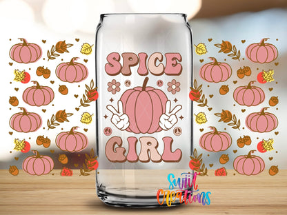 Spice Girl UV DTF Transfer Tumbler Wrap | Pink Pumpkin Fall | DTF160 - Swiit Creations