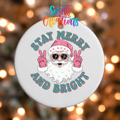 Stay Merry and Bright Christmas UV DTF Ornament Transfer | O-1216 - Swiit Creations