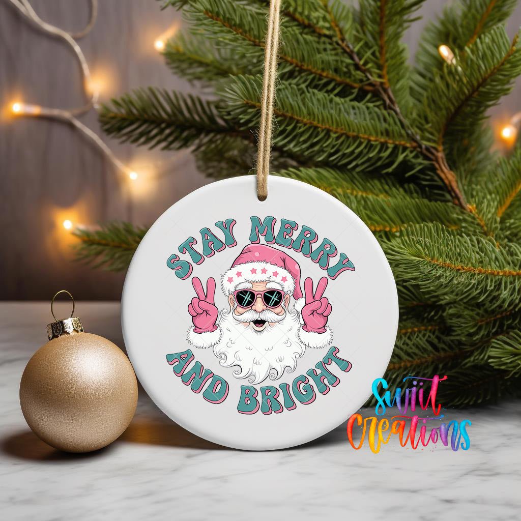 Stay Merry and Bright Christmas UV DTF Ornament Transfer | O-1216 - Swiit Creations
