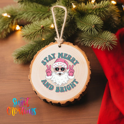 Stay Merry and Bright Christmas UV DTF Ornament Transfer | O-1216 - Swiit Creations