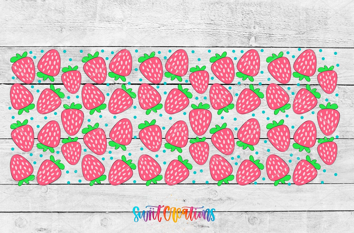 Strawberry UV DTF Transfer Tumbler Wrap | Pink Fruit Summer | DTF021 - Swiit Creations