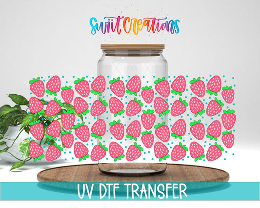 Strawberry UV DTF Transfer Tumbler Wrap | Pink Fruit Summer | DTF021 - Swiit Creations