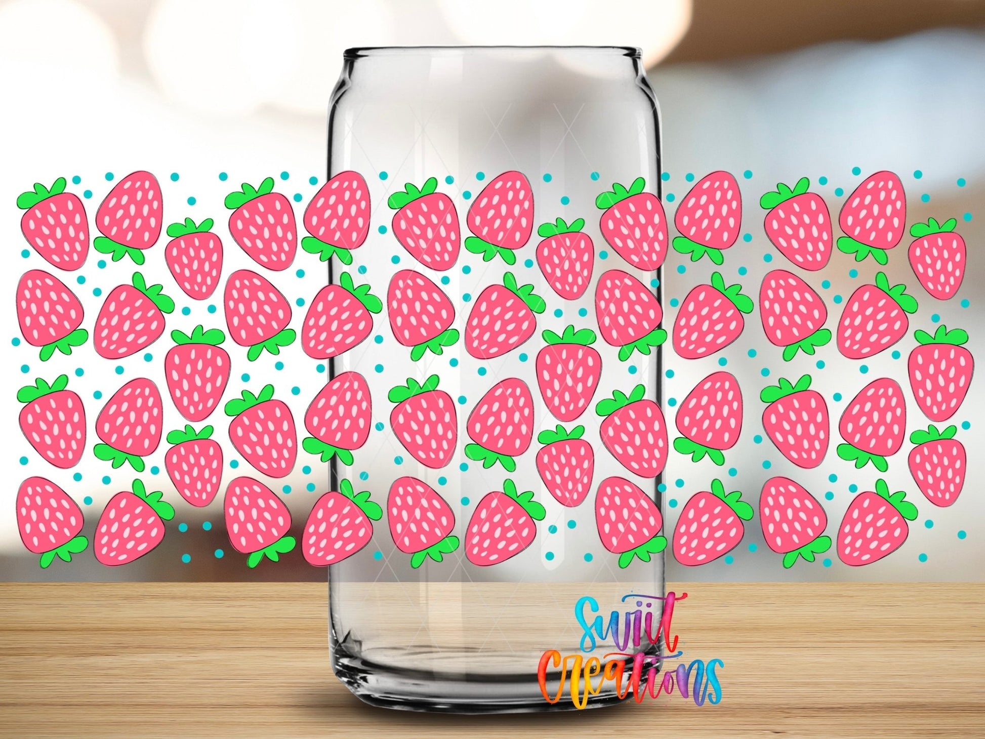 Strawberry UV DTF Transfer Tumbler Wrap | Pink Fruit Summer | DTF021 - Swiit Creations