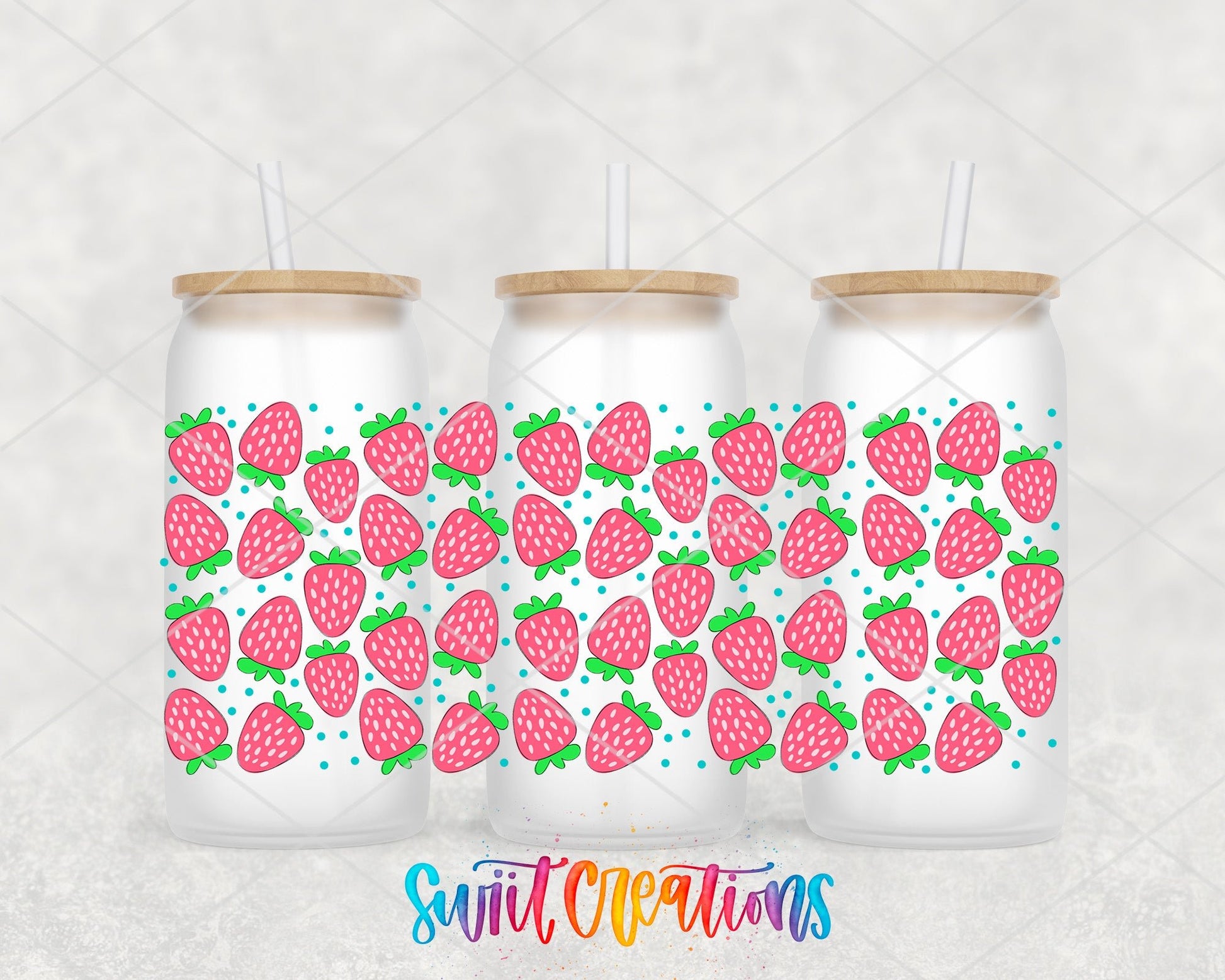 Strawberry UV DTF Transfer Tumbler Wrap | Pink Fruit Summer | DTF021 - Swiit Creations