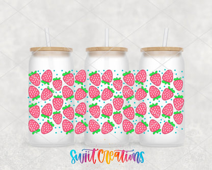 Strawberry UV DTF Transfer Tumbler Wrap | Pink Fruit Summer | DTF021 - Swiit Creations