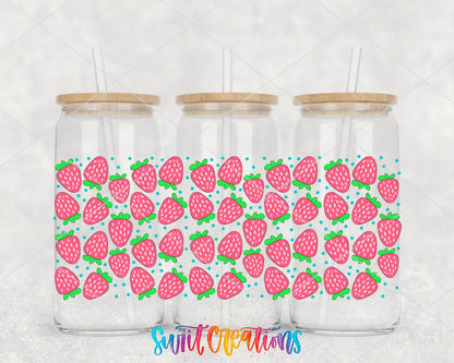 Strawberry UV DTF Transfer Tumbler Wrap | Pink Fruit Summer | DTF021 - Swiit Creations