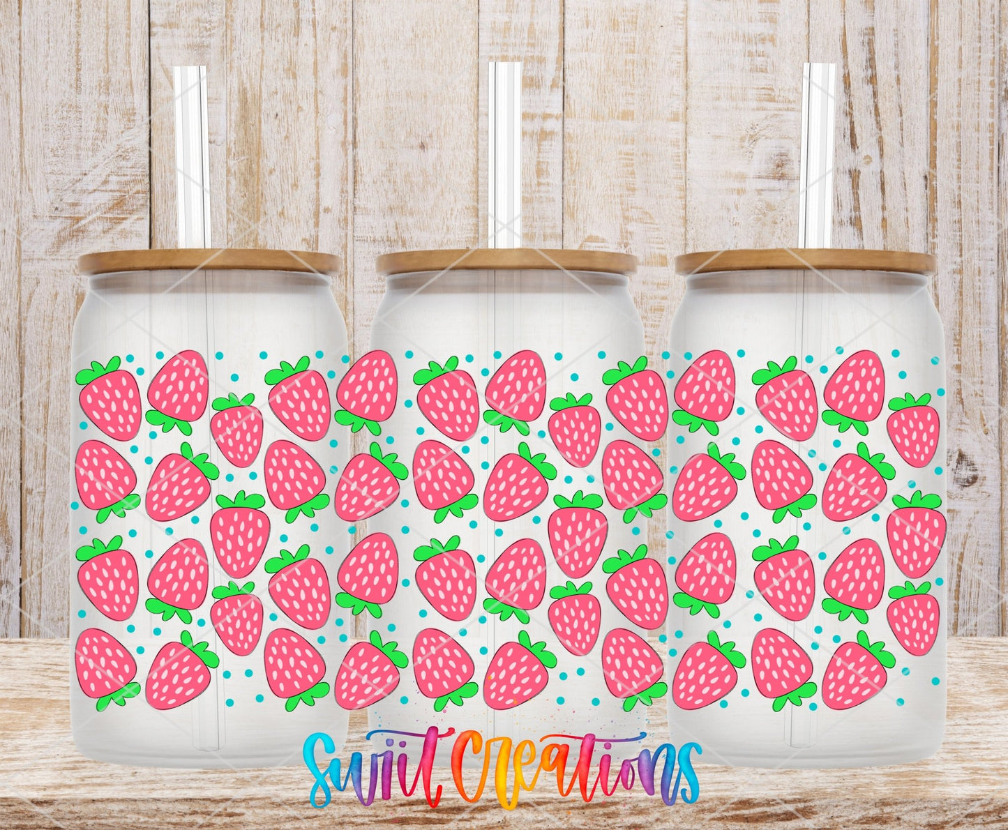 Strawberry UV DTF Transfer Tumbler Wrap | Pink Fruit Summer | DTF021 - Swiit Creations