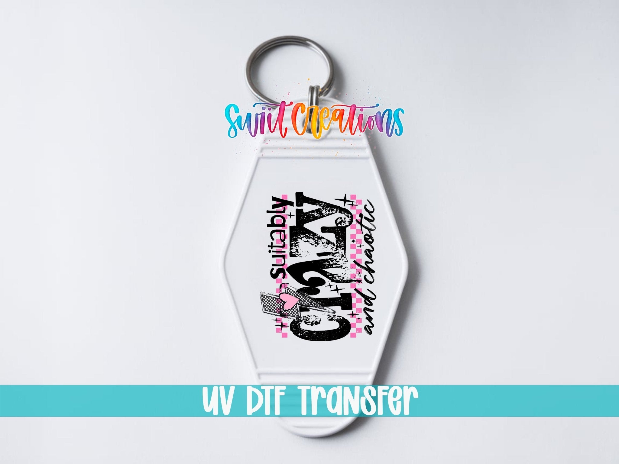 Suitably Crazy Motel Keychain UV DTF Transfer | MK1990 - Swiit Creations
