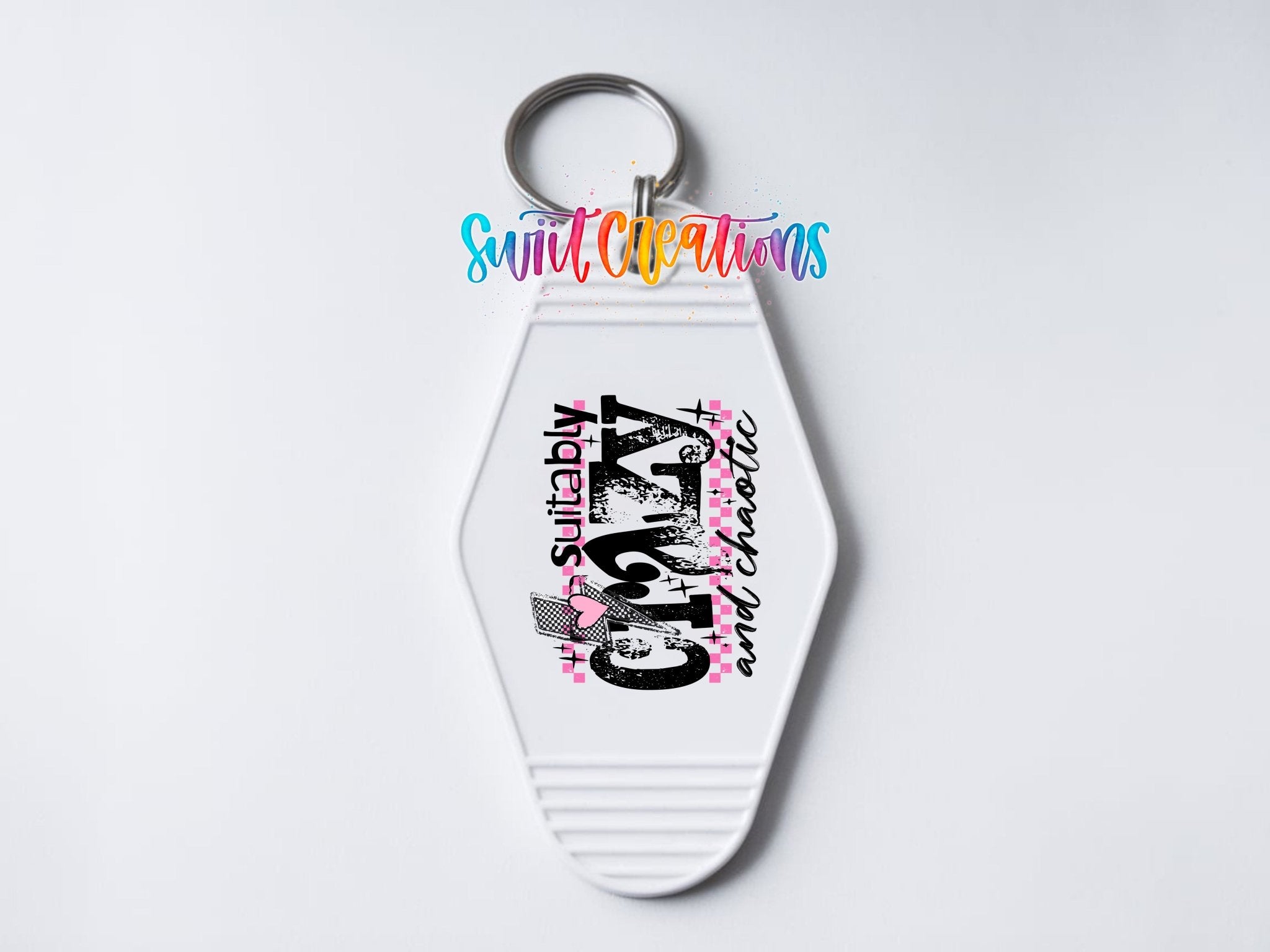 Suitably Crazy Motel Keychain UV DTF Transfer | MK1990 - Swiit Creations