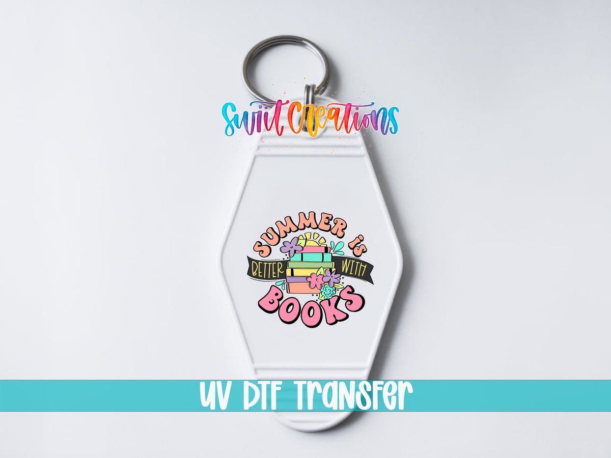 Summer Is Better With Books Motel Keychain UV DTF Transfer | Reading Lover Design | MK1545 - Swiit Creations