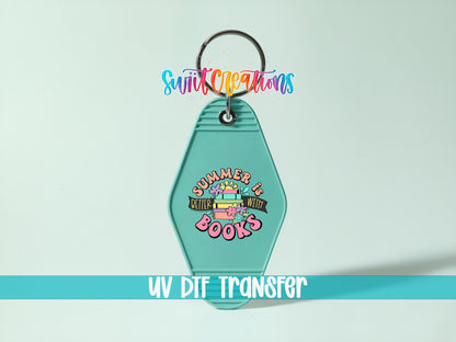Summer Is Better With Books Motel Keychain UV DTF Transfer | Reading Lover Design | MK1545 - Swiit Creations