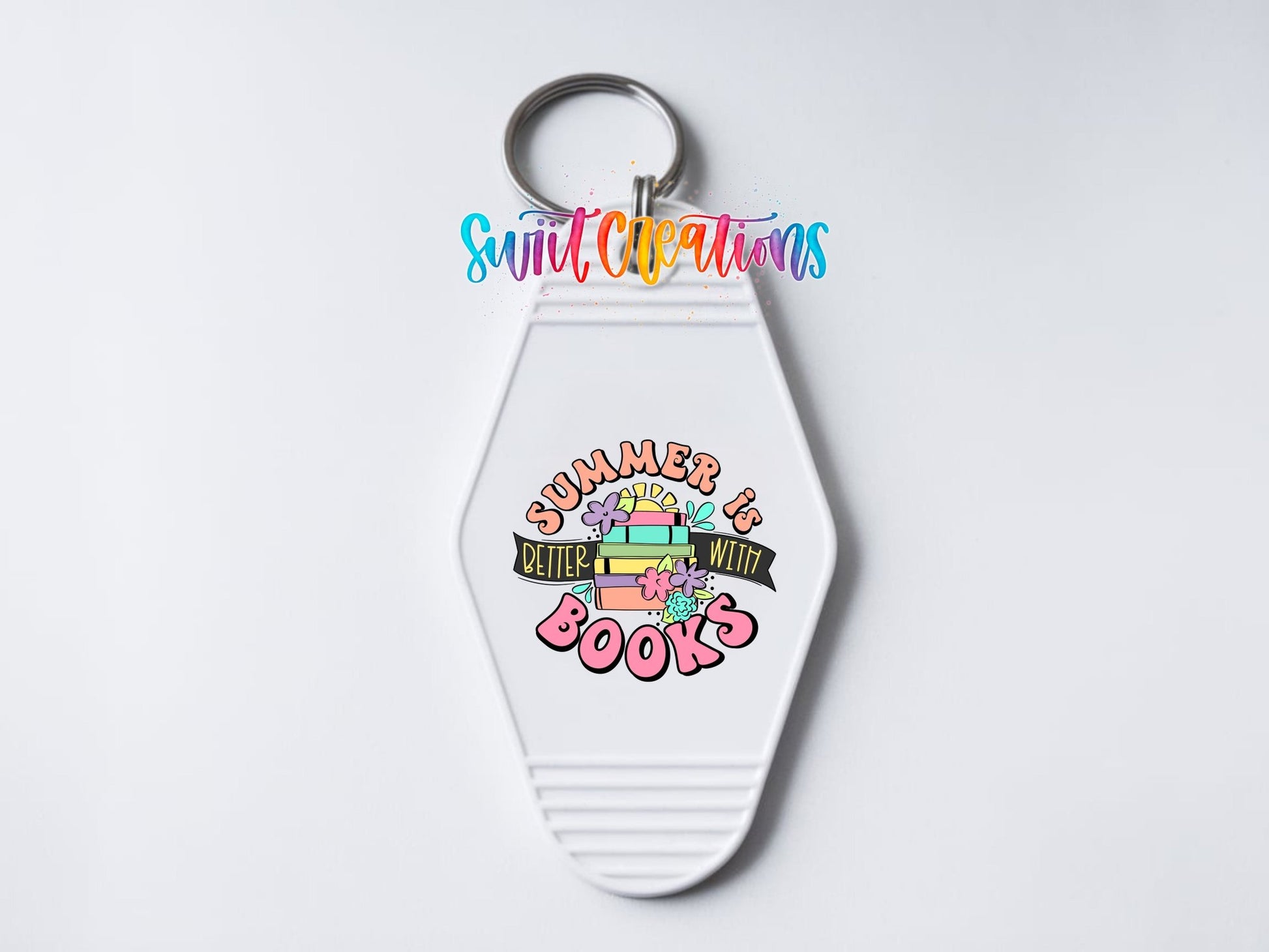 Summer Is Better With Books Motel Keychain UV DTF Transfer | Reading Lover Design | MK1545 - Swiit Creations