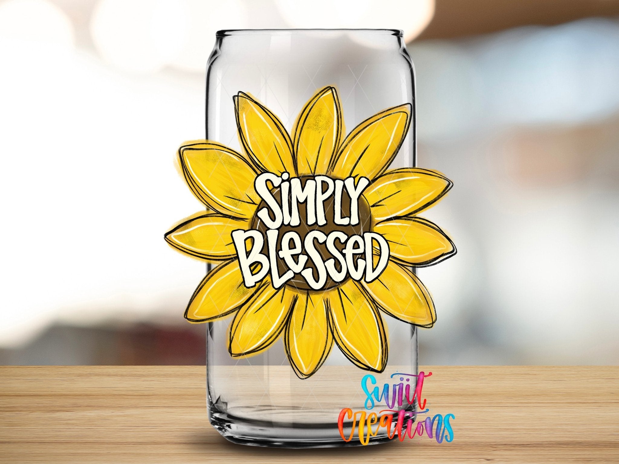 Sunflower Simply Blessed UV DTF Cup Decal | UV831 - Swiit Creations