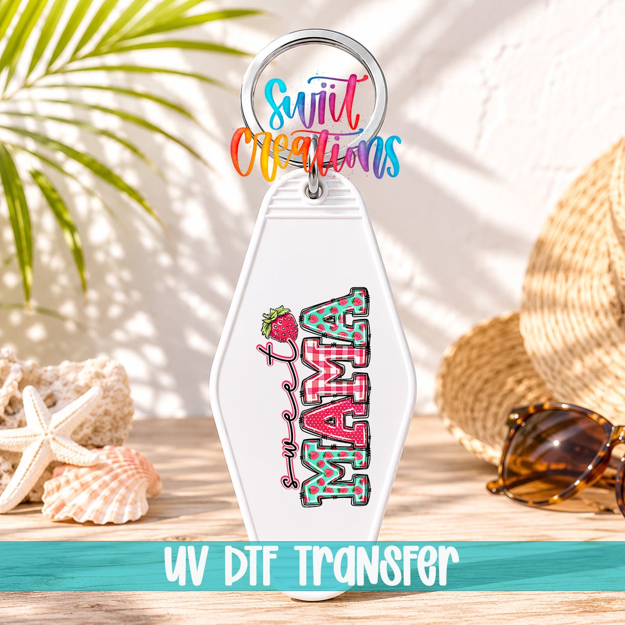 Sweet Mama Strawberry Gingham Motel Keychain UV DTF Transfer | MK1399 - Swiit Creations