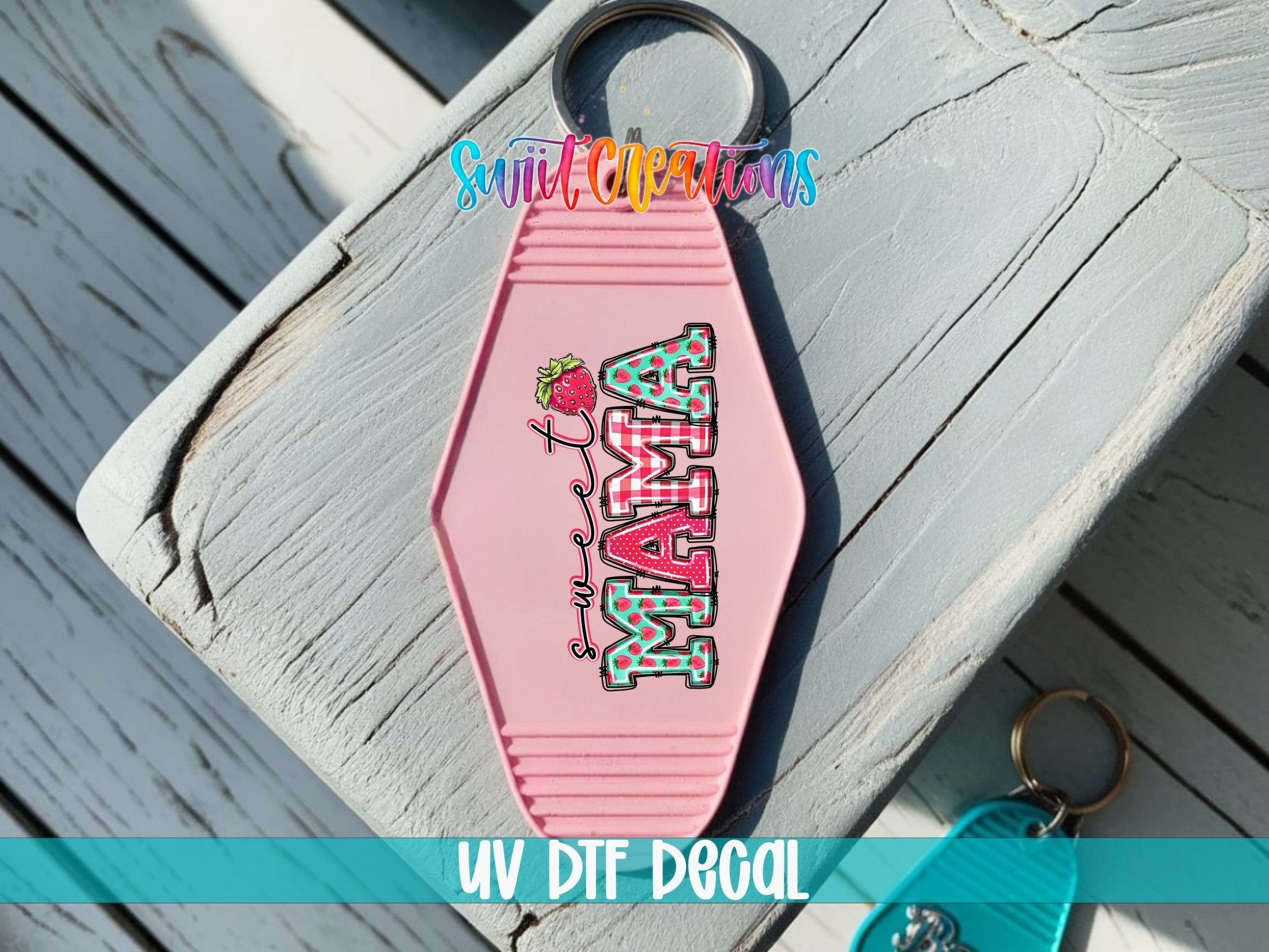 Sweet Mama Strawberry Gingham Motel Keychain UV DTF Transfer | MK1399 - Swiit Creations