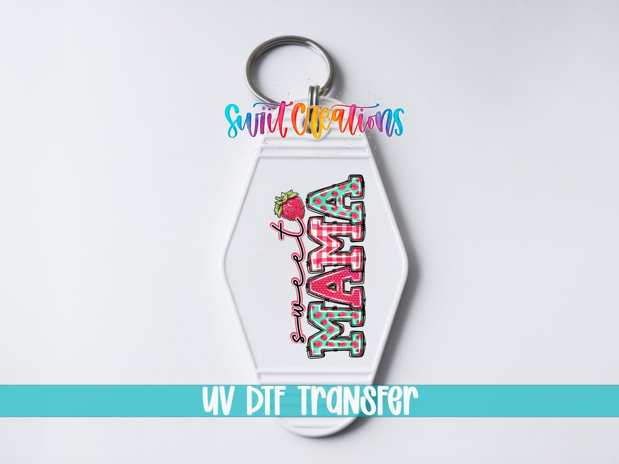 Sweet Mama Strawberry Gingham Motel Keychain UV DTF Transfer | MK1399 - Swiit Creations