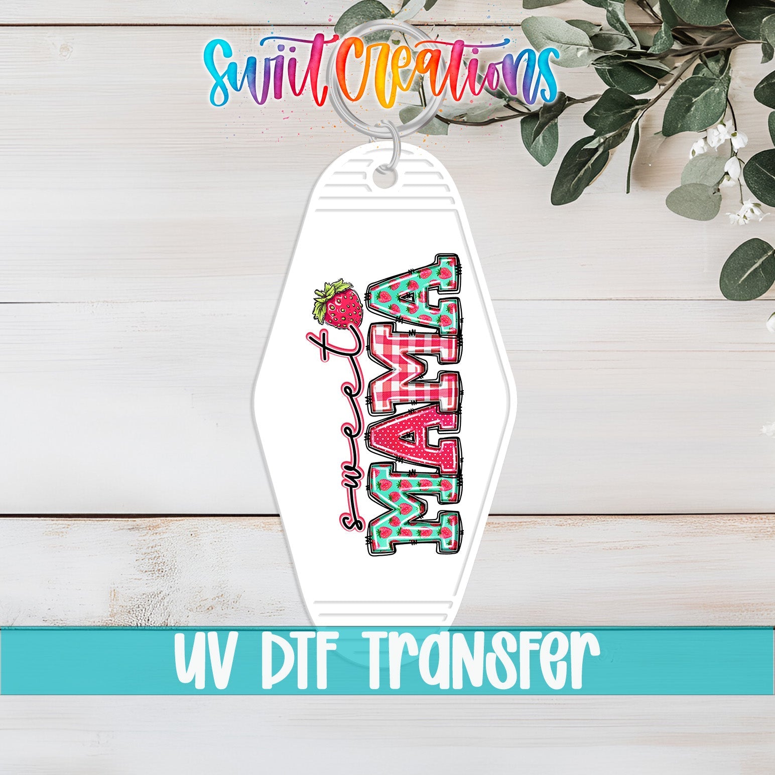 Sweet Mama Strawberry Gingham Motel Keychain UV DTF Transfer | MK1399 - Swiit Creations