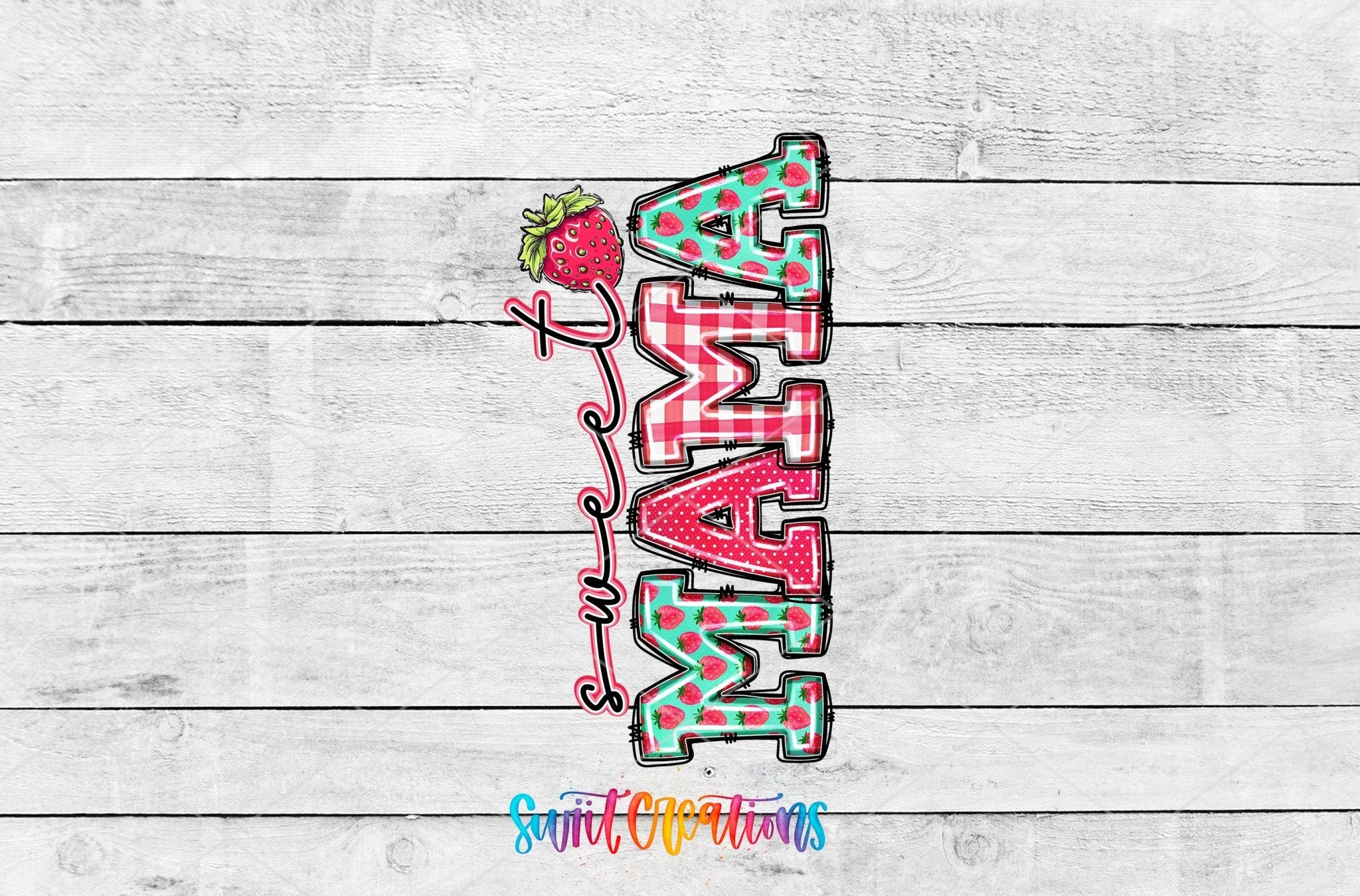 Sweet Mama Strawberry Gingham Motel Keychain UV DTF Transfer | MK1399 - Swiit Creations