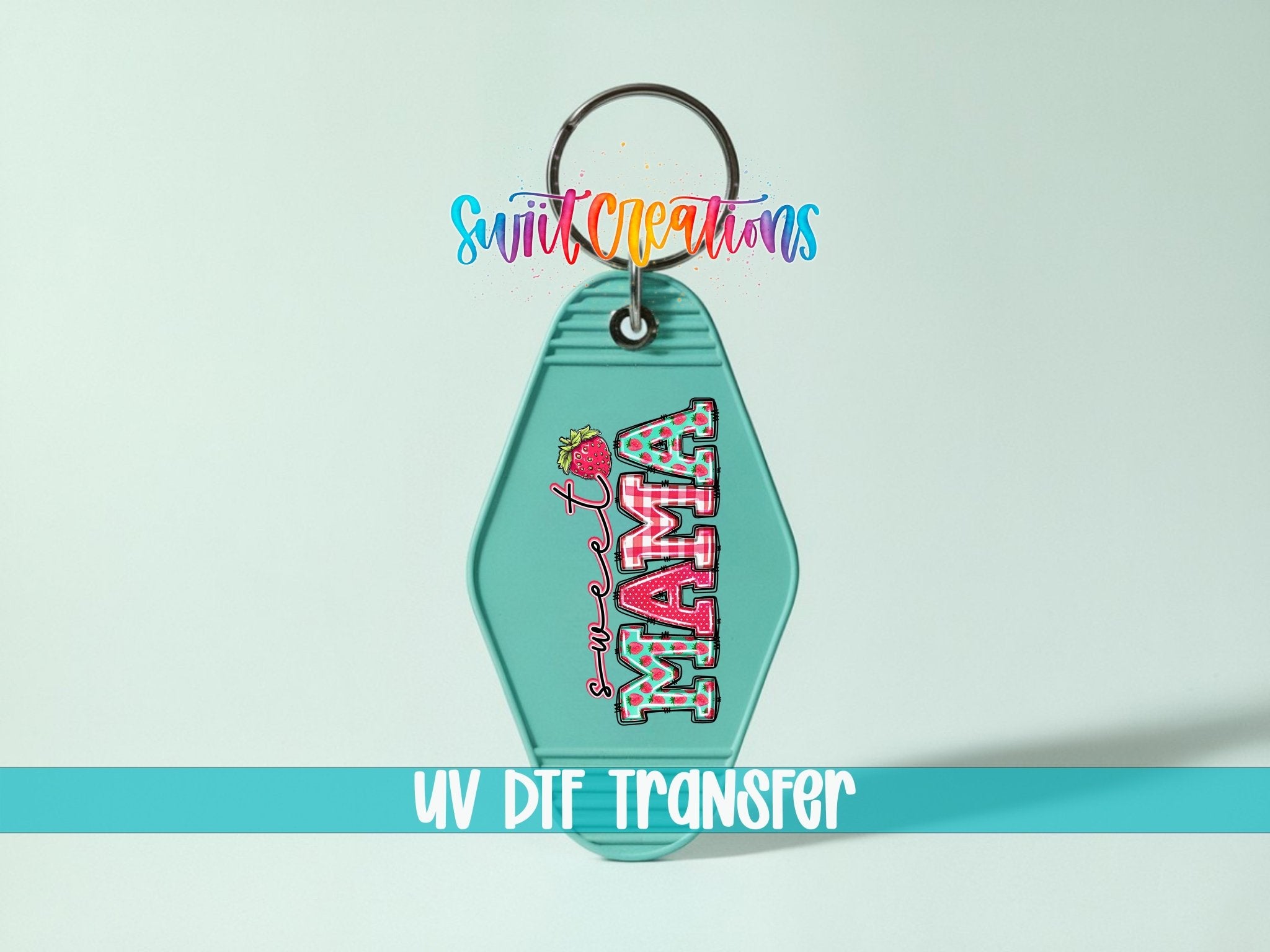 Sweet Mama Strawberry Gingham Motel Keychain UV DTF Transfer | MK1399 - Swiit Creations