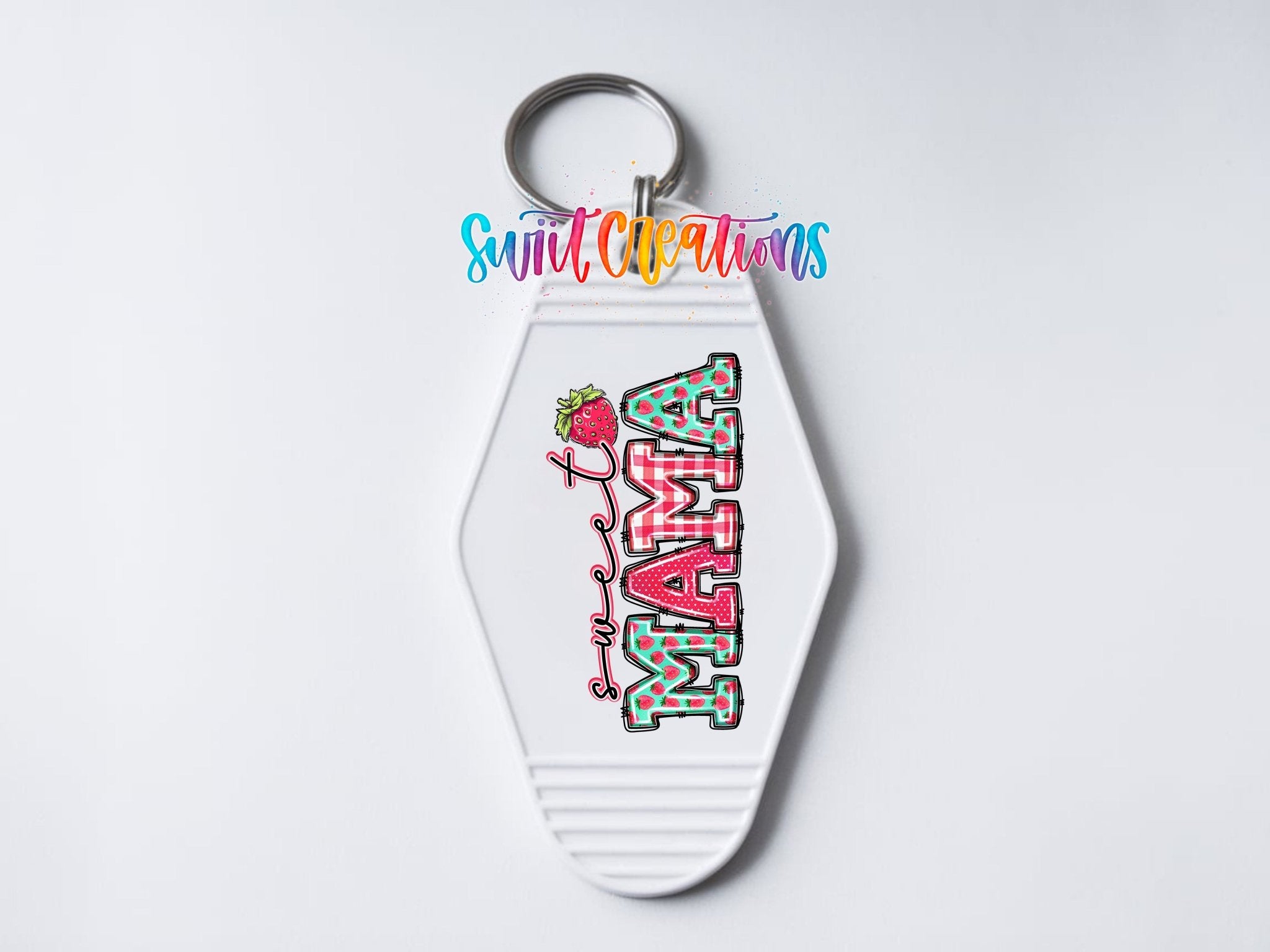 Sweet Mama Strawberry Gingham Motel Keychain UV DTF Transfer | MK1399 - Swiit Creations