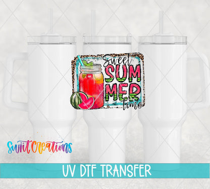 Sweet Summer Time UV DTF transfer on white 40 oz tumblers