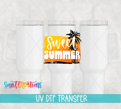 Sweet Summer UV DTF transfer on white 40 oz tumblers