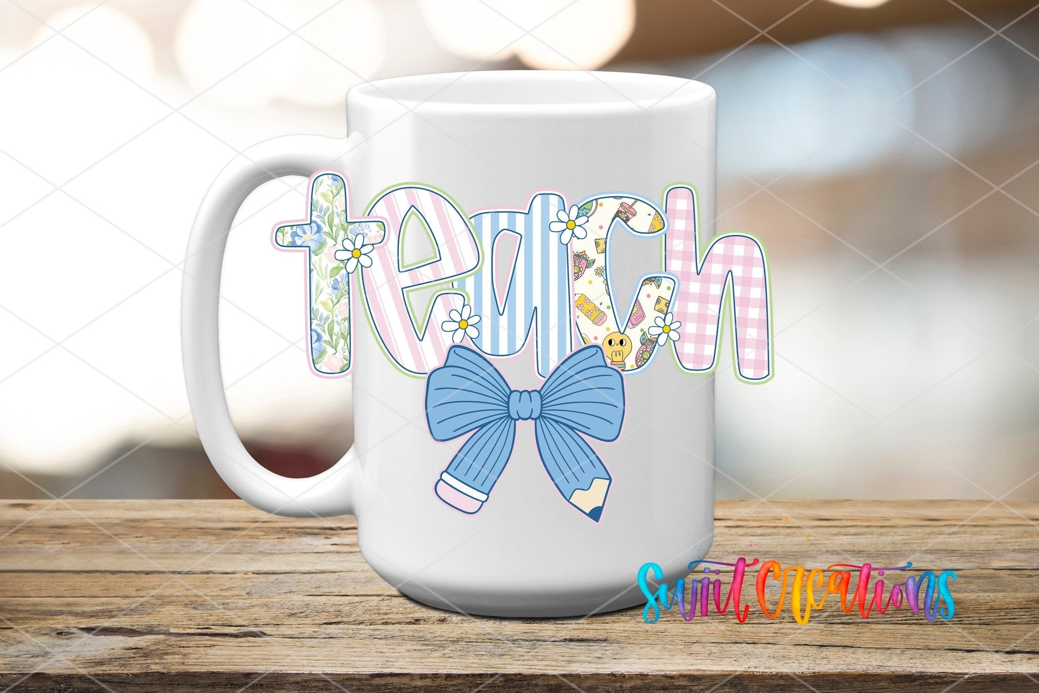 Teach Pencil Bow Pastel School UV DTF Tumbler Transfer Decal | UV2071 - Swiit Creations