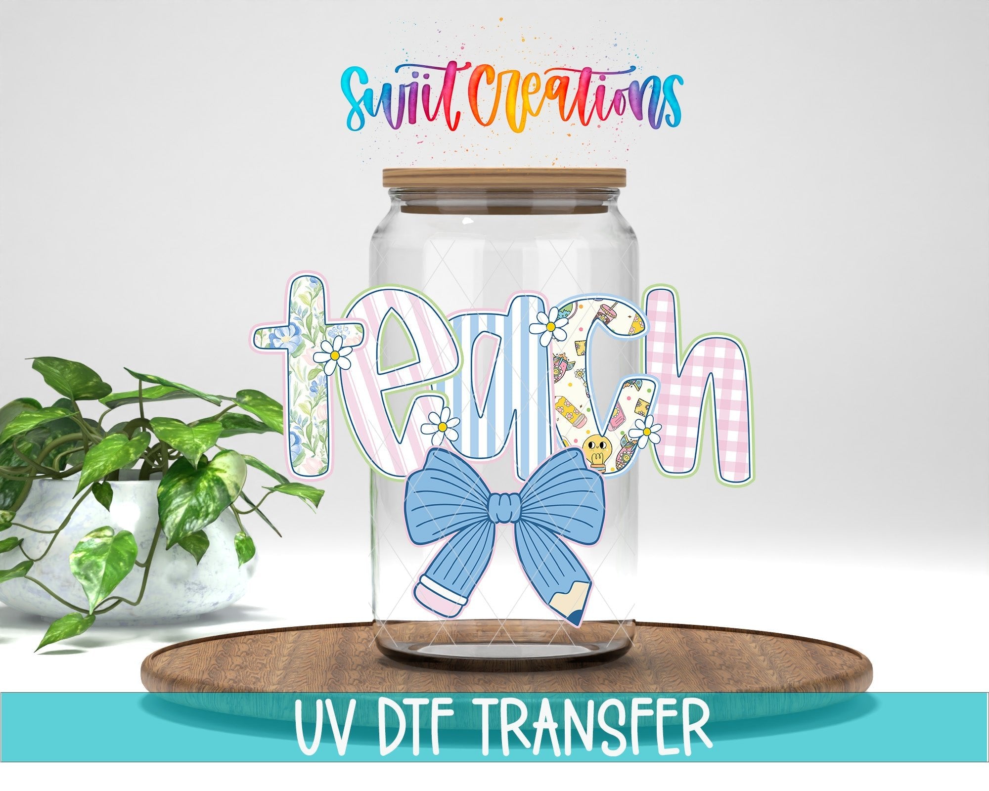 Teach Pencil Bow Pastel School UV DTF Tumbler Transfer Decal | UV2071 - Swiit Creations