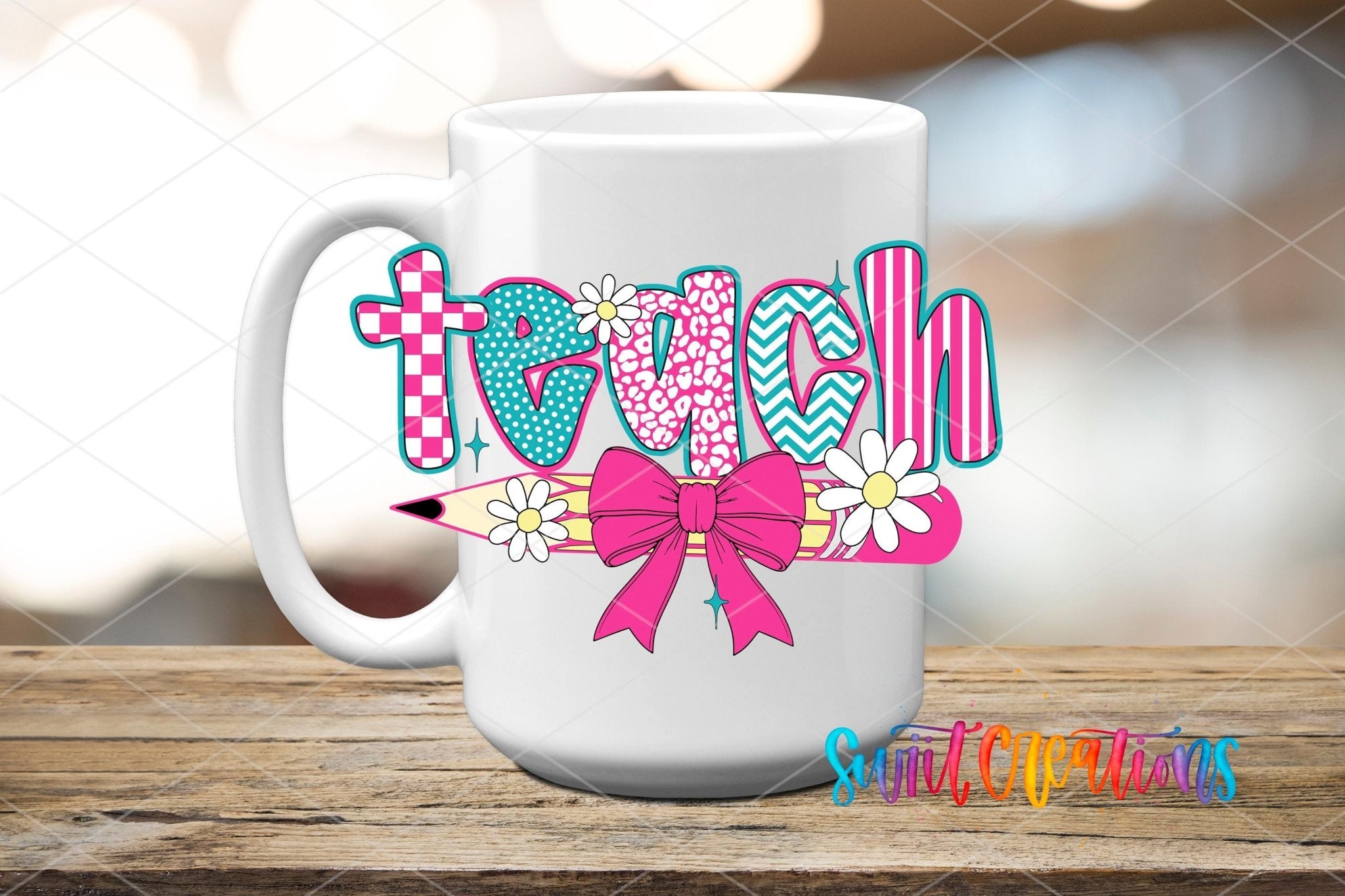Teach Pencil Bow Teacher UV DTF Tumbler Transfer Decal | UV2010 - Swiit Creations