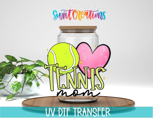 Tennis Mom UV DTF Transfer Tumbler Wrap | Pink Heart Sports Cup Decal | DTF238 - Swiit Creations