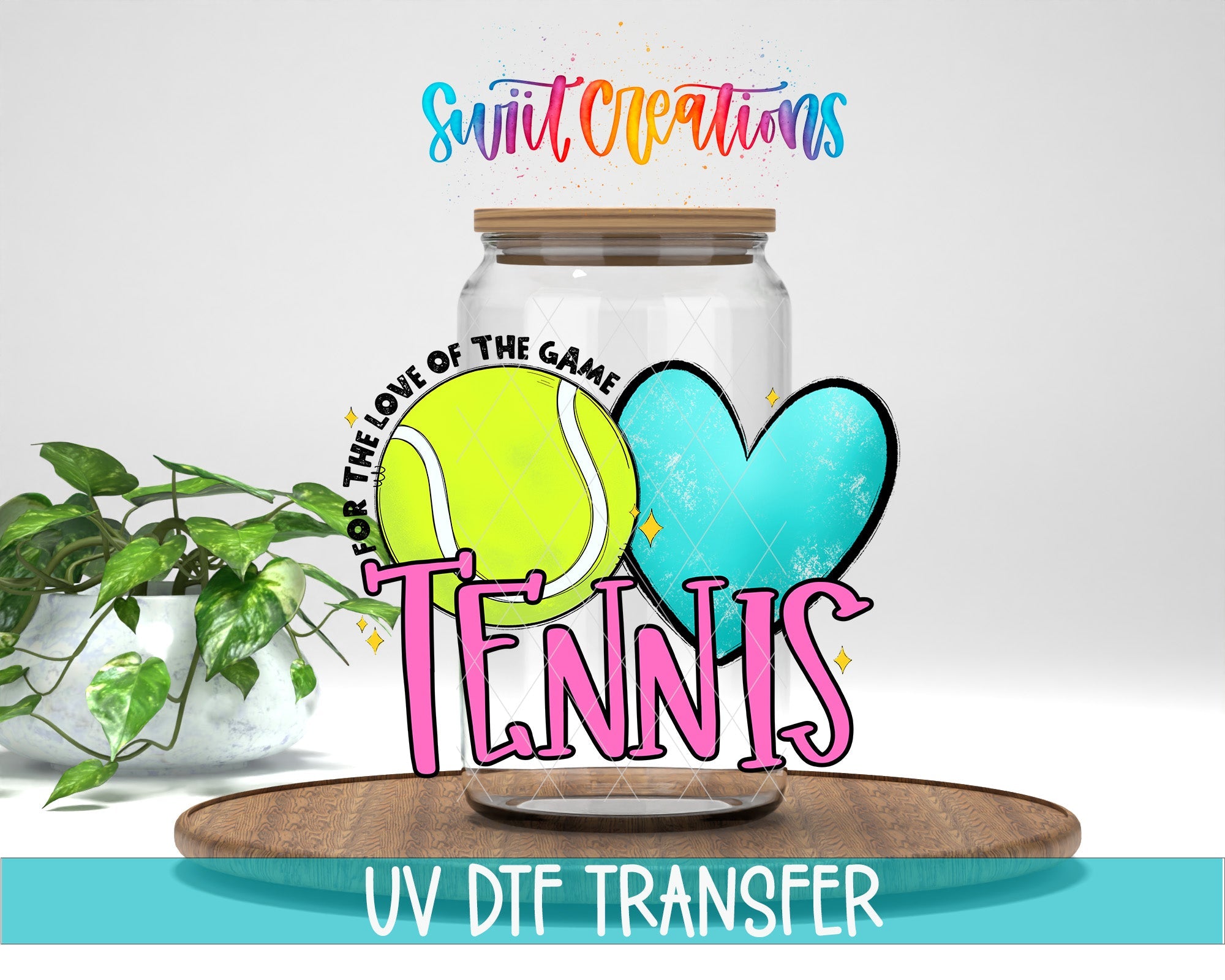 Tennis UV DTF Transfer Tumbler Wrap | Love Of The Game Pink Sports Cup Decal | DTF240 - Swiit Creations