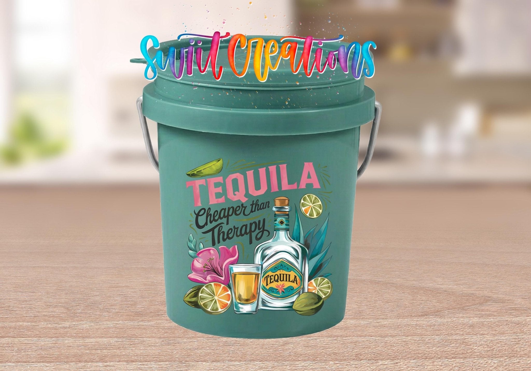 Tequila Cheaper Than Therapy Mini Bucket UV DTF Transfer Decal | MB1995 - Swiit Creations