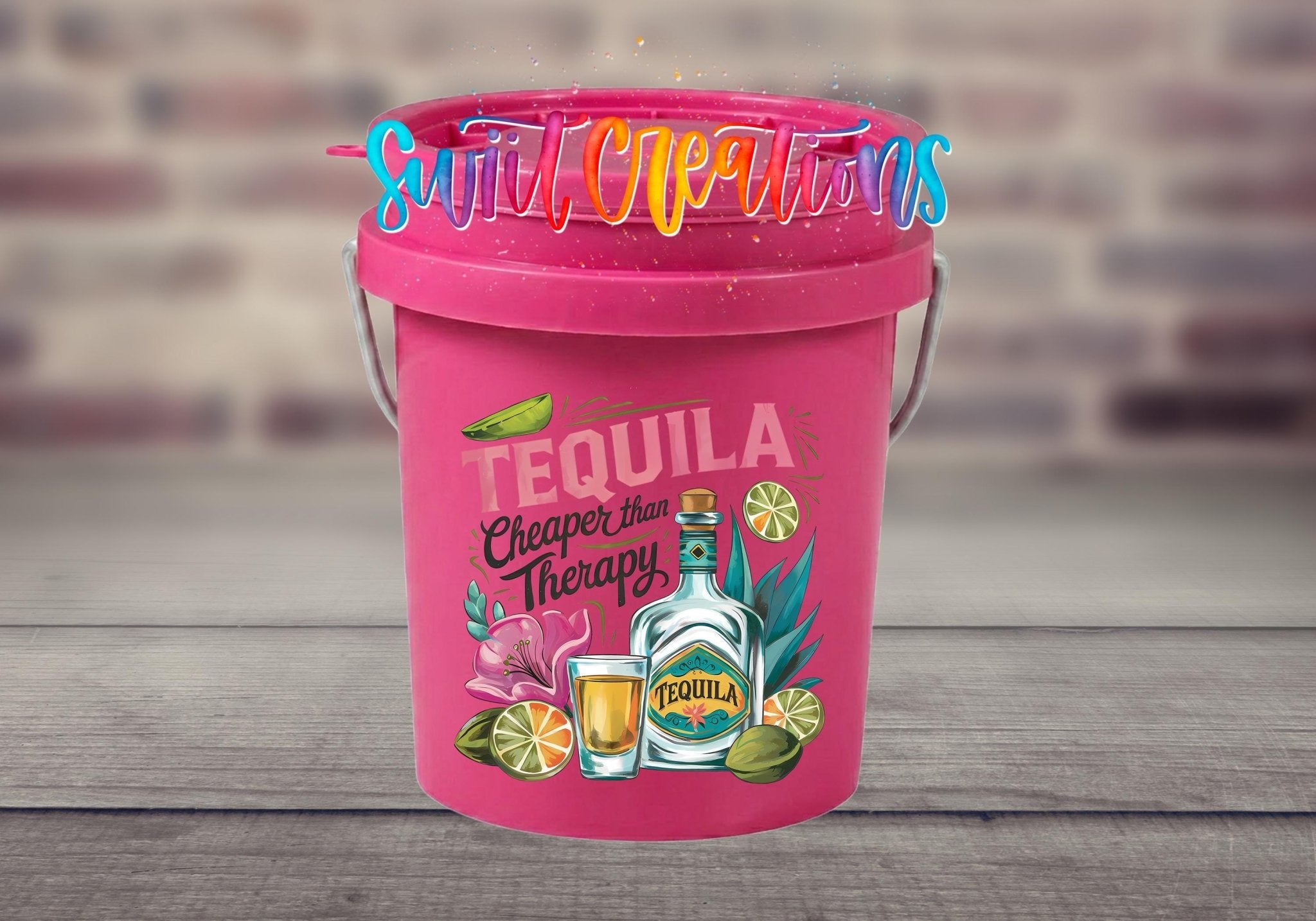 Tequila Cheaper Than Therapy Mini Bucket UV DTF Transfer Decal | MB1995 - Swiit Creations