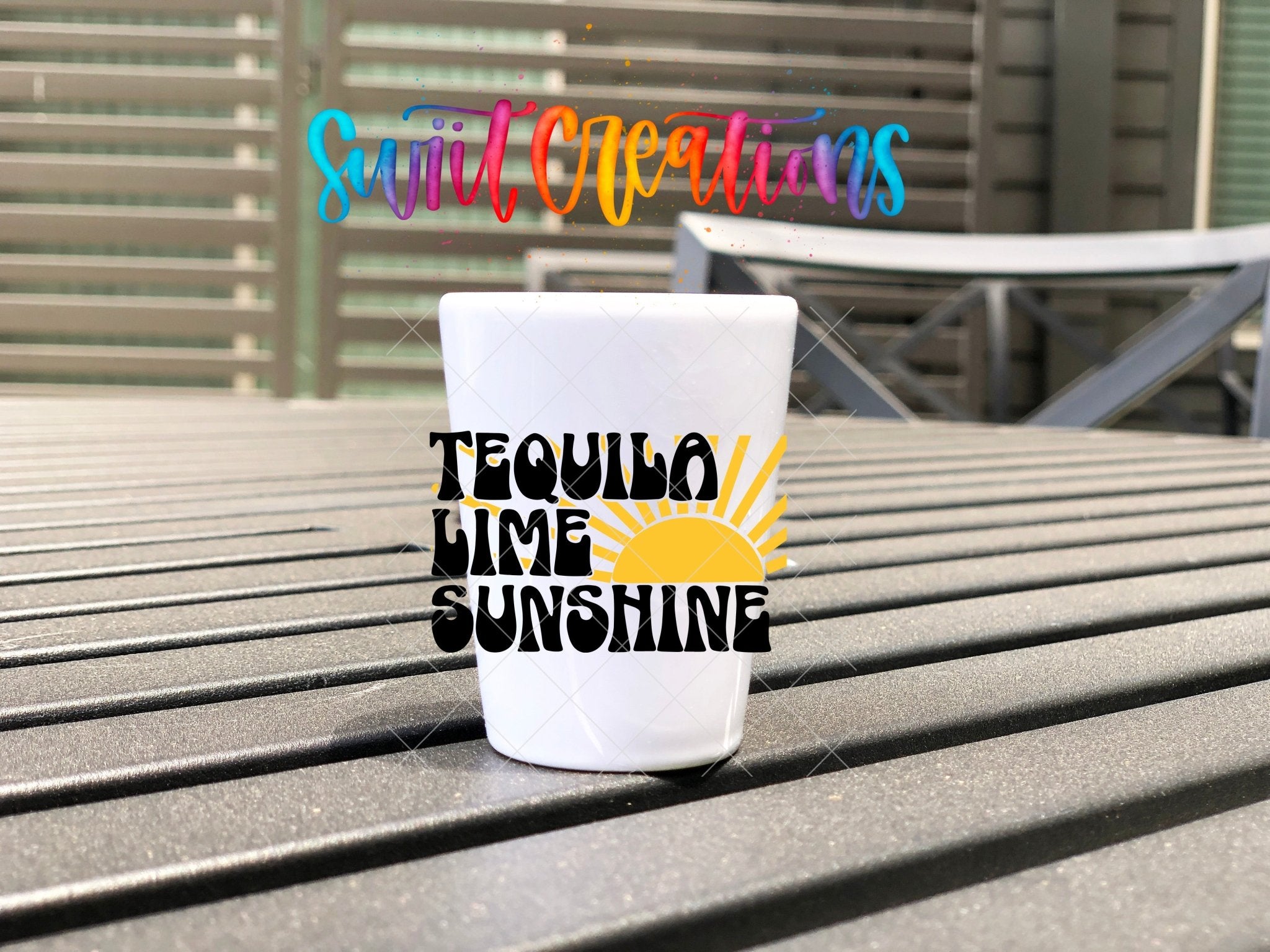 Tequila Limes and Sunshine UV DTF Shot Glass Transfer | SG696 - Swiit Creations