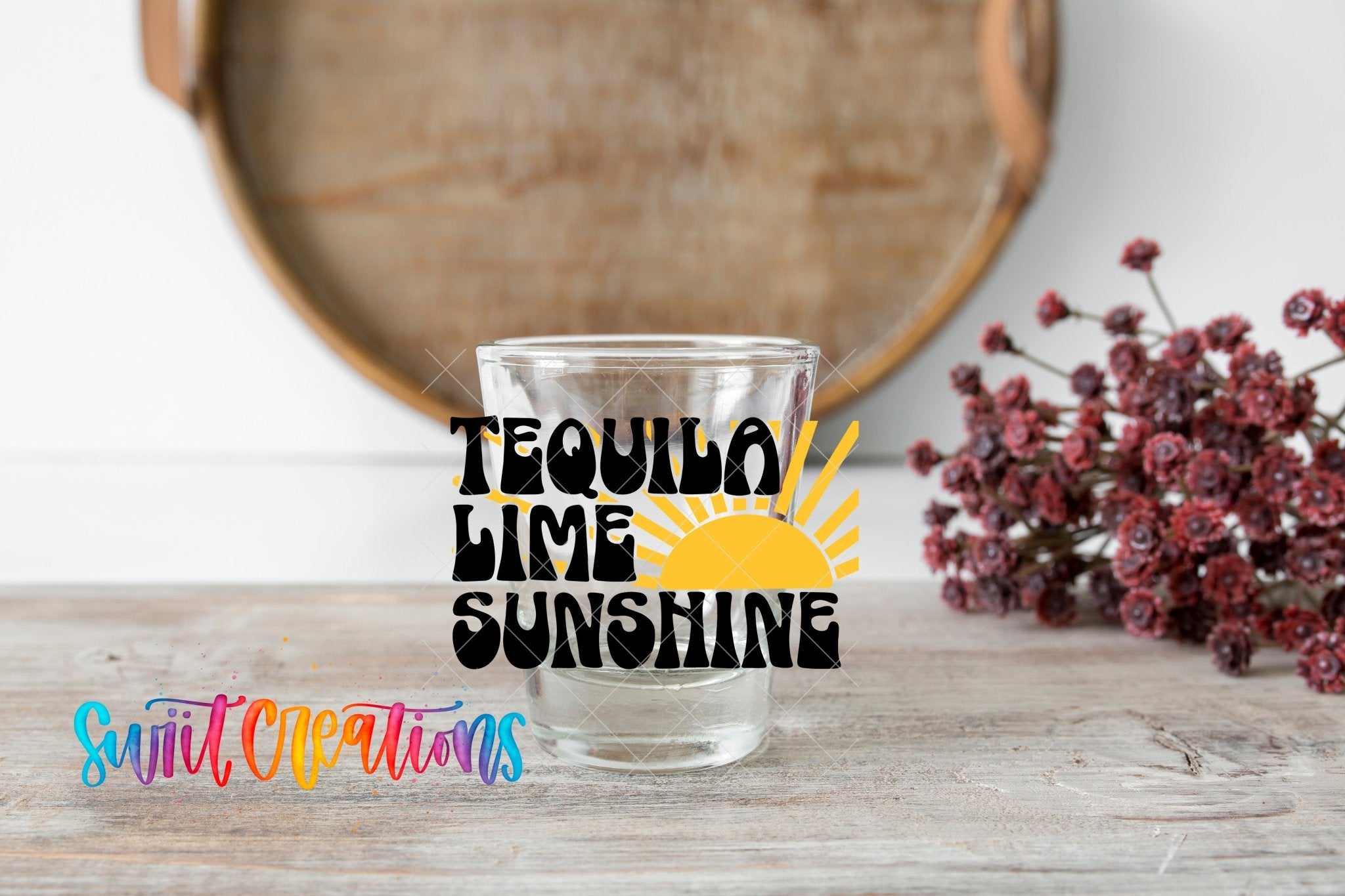 Tequila Limes and Sunshine UV DTF Shot Glass Transfer | SG696 - Swiit Creations
