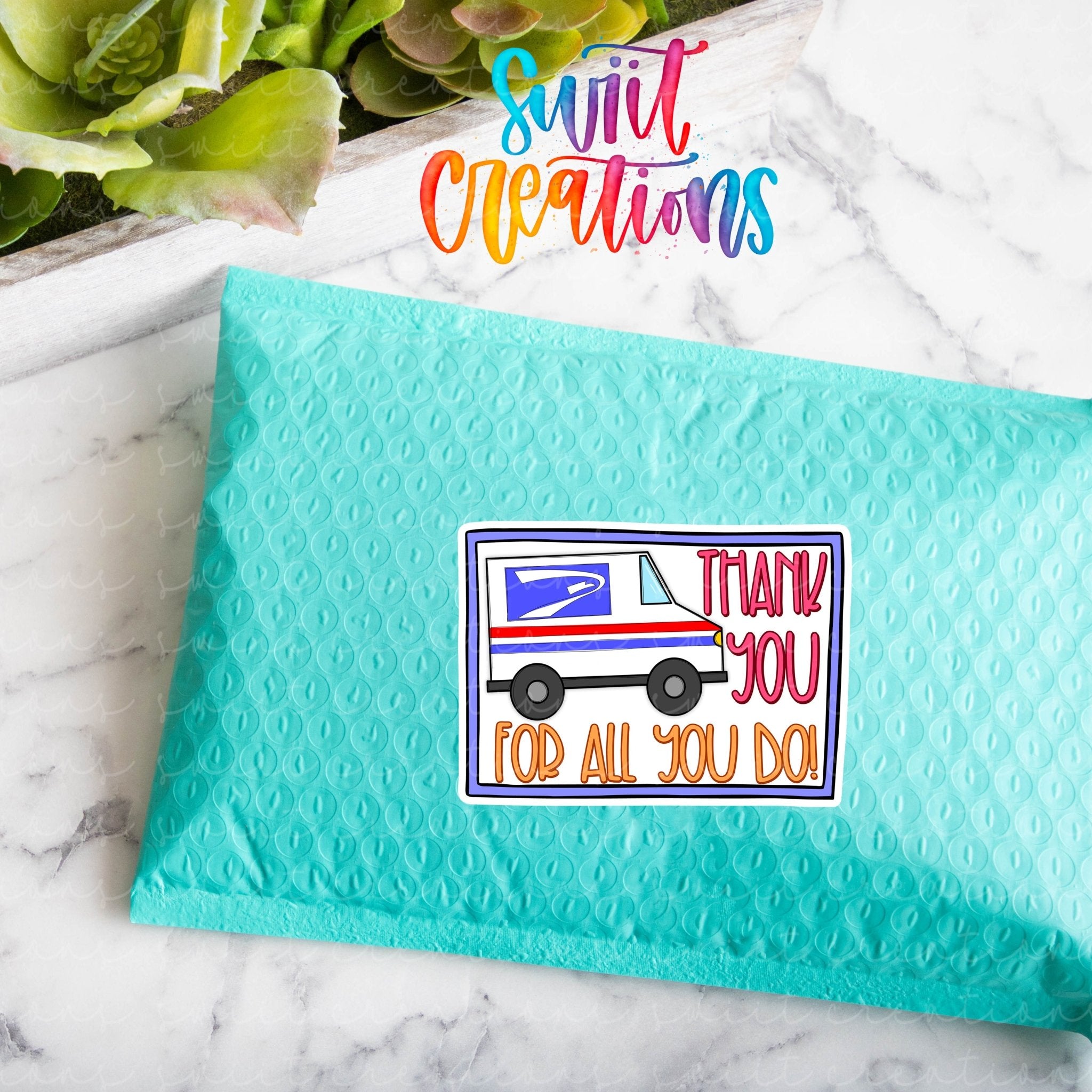 Thank You For All You Do USPS Sticker | Postal Worker Label | Mail Carrier Appreciation | SB57 - Swiit Creations