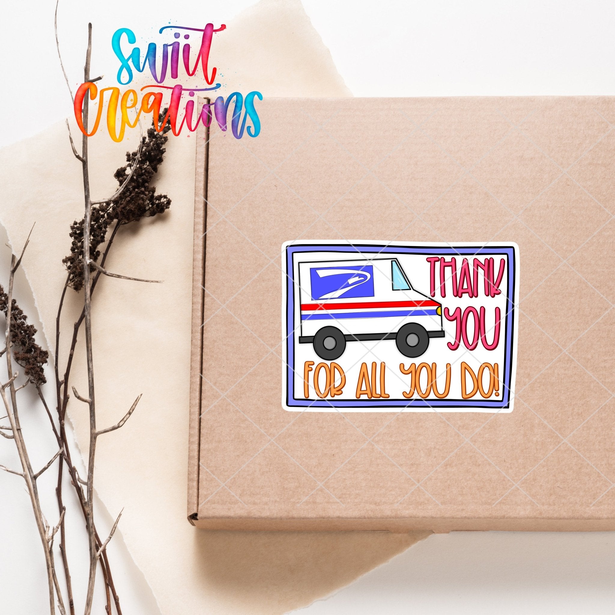 Thank You For All You Do USPS Sticker | Postal Worker Label | Mail Carrier Appreciation | SB57 - Swiit Creations