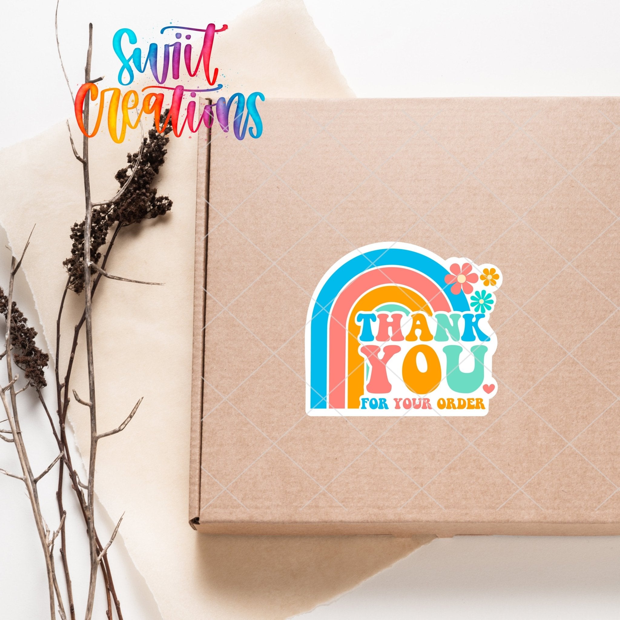 Thank You for Your Order Rainbow Sticker | SB62 - Swiit Creations