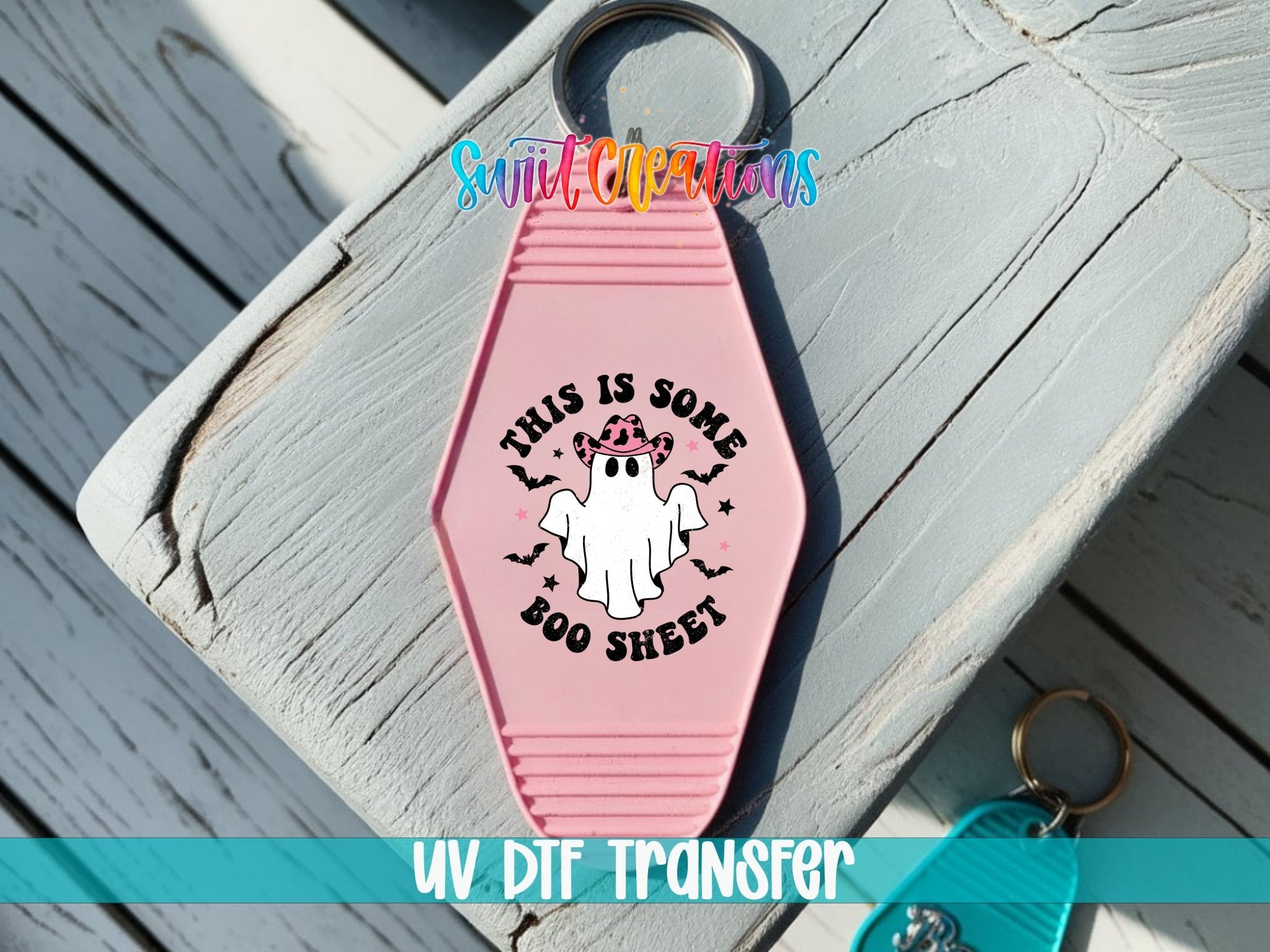This Is Some Boo Sheet Cowgirl Ghost Motel Keychain UV DTF Transfer | MK785 - Swiit Creations