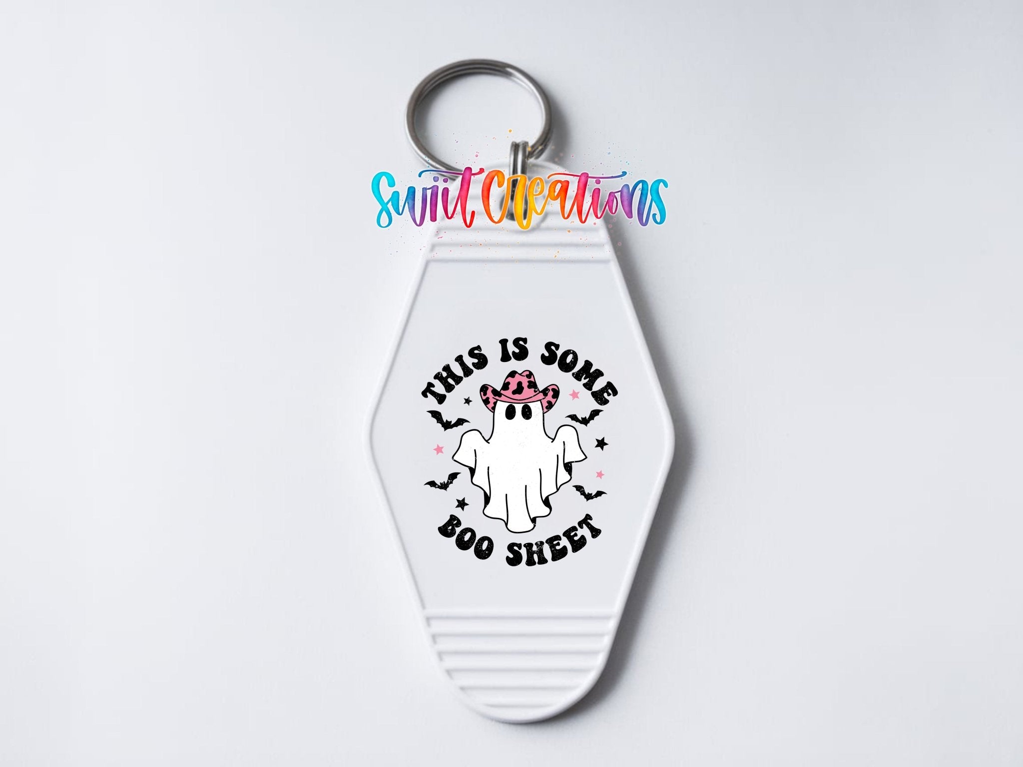 This Is Some Boo Sheet Cowgirl Ghost Motel Keychain UV DTF Transfer | MK785 - Swiit Creations
