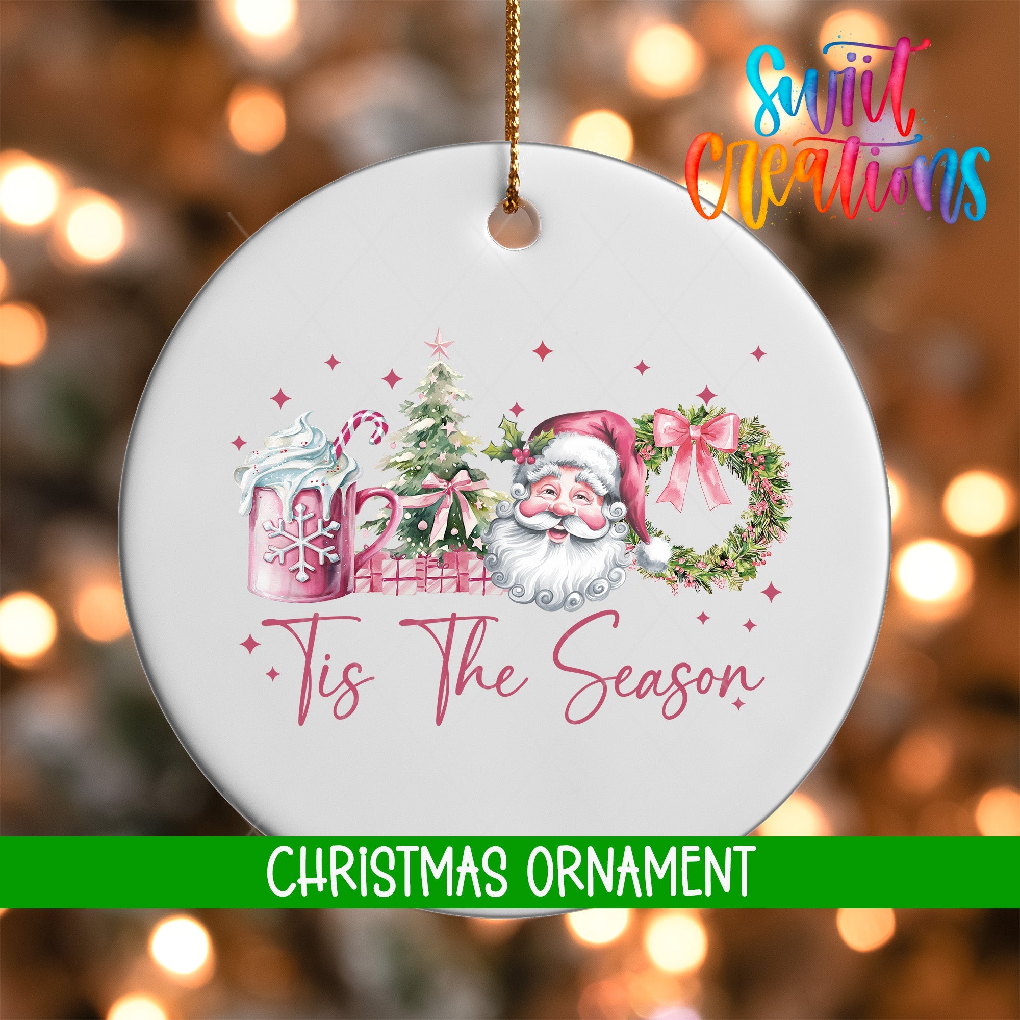 Tis The Season Santa Ornament | Holiday Ornament | O1209 - Swiit Creations