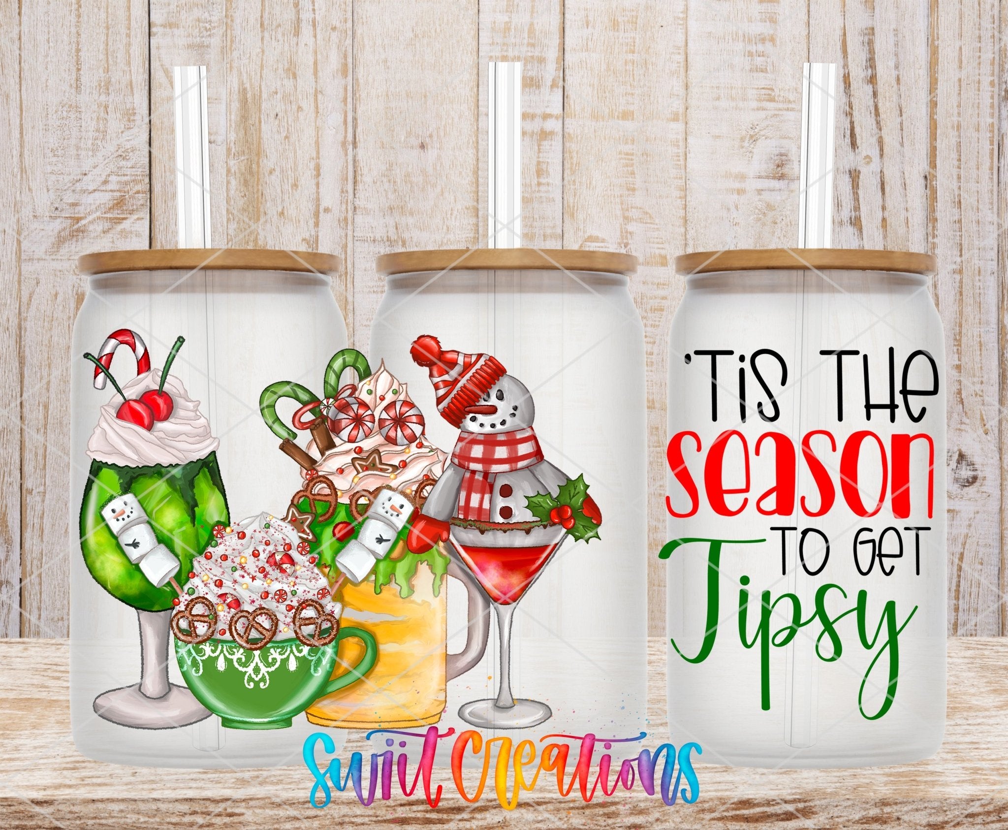Tis The Season To Get Tipsy Christmas UV DTF Transfer Tumbler Wrap | DTF189 - Swiit Creations