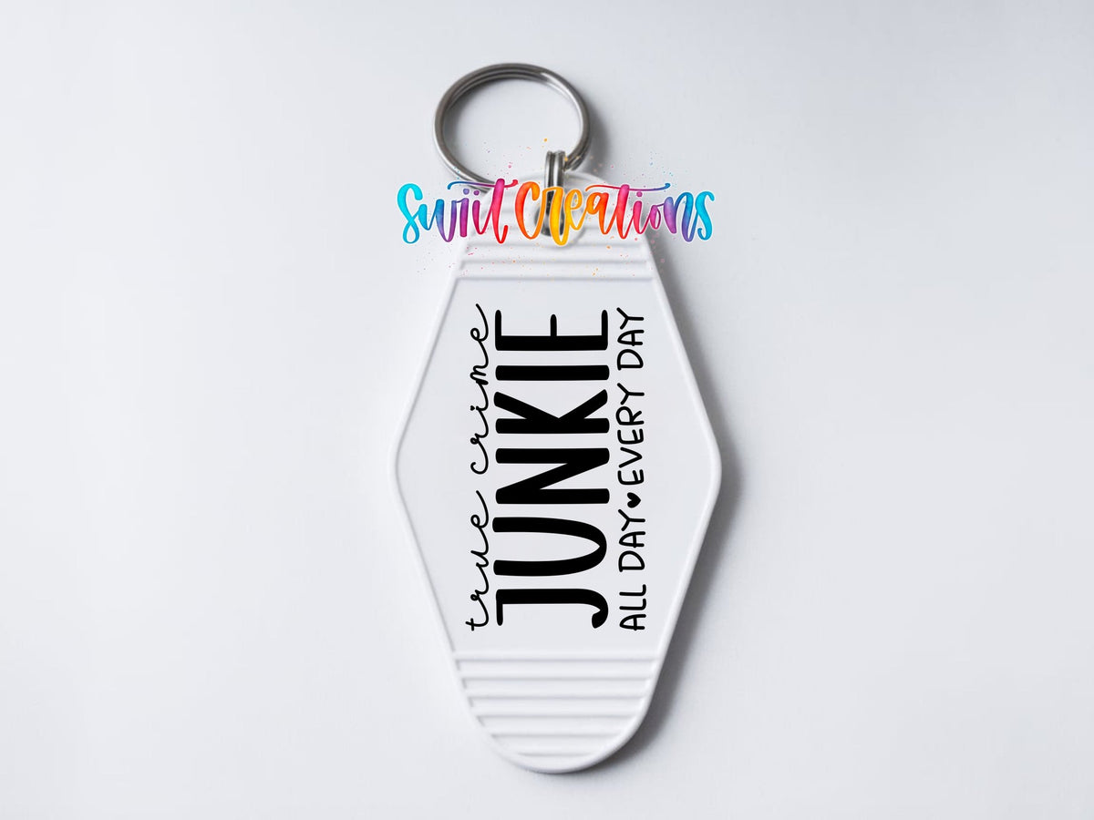 True Crime Junkie Motel Keychain UV DTF Transfer | Crime Lover Gift | MK1555 - Swiit Creations