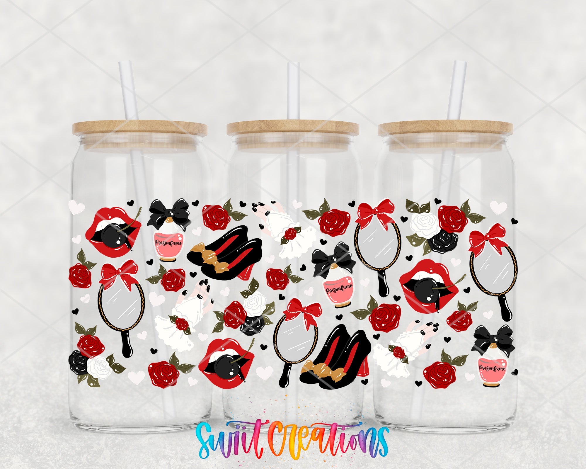 Valentine Roses and Mirror Gothic UV DTF Transfer Tumbler Wrap | DTF326 - Swiit Creations