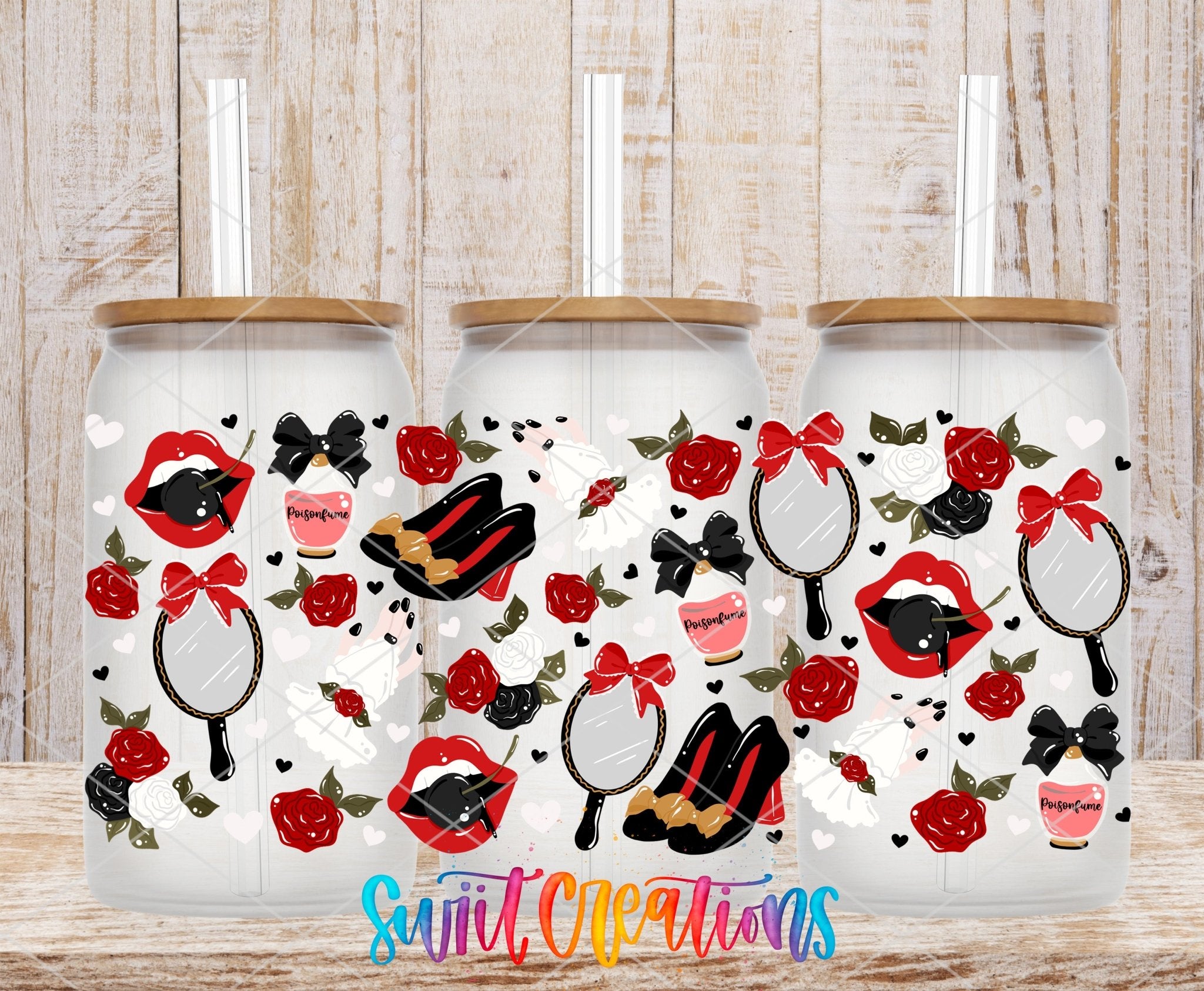Valentine Roses and Mirror Gothic UV DTF Transfer Tumbler Wrap | DTF326 - Swiit Creations