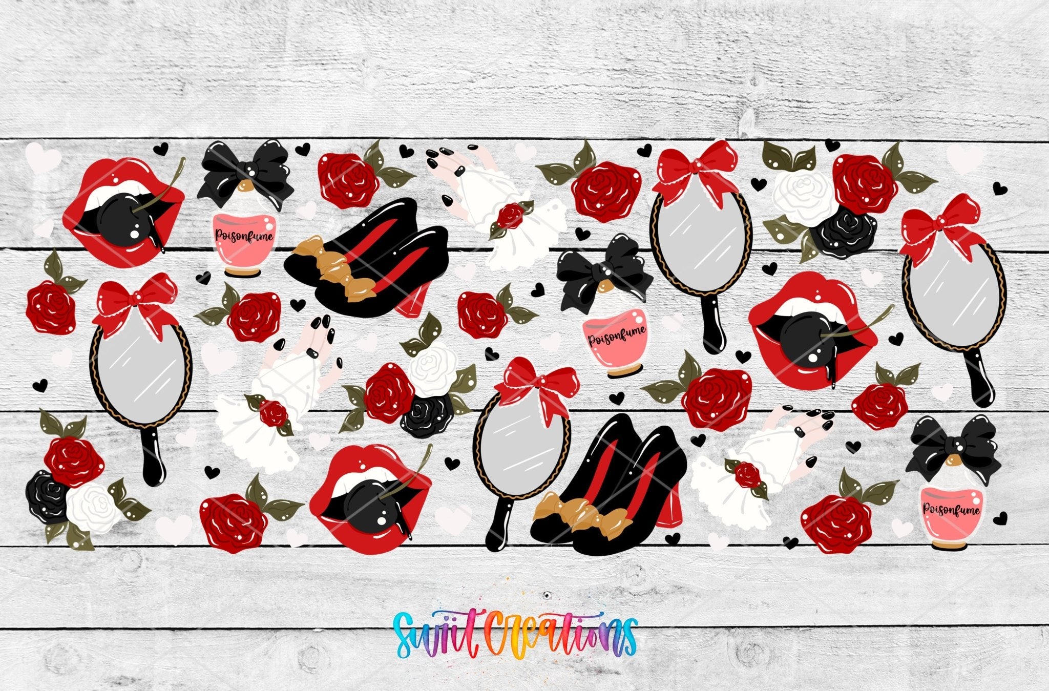 Valentine Roses and Mirror Gothic UV DTF Transfer Tumbler Wrap | DTF326 - Swiit Creations